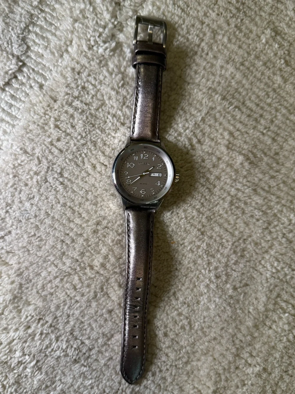 Fossil Silver / Gray Leather Watch